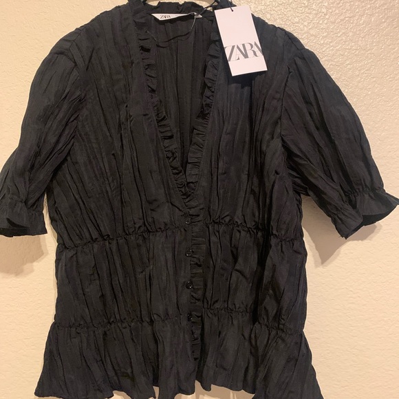 New Seamed Taffeta Blouse Size L - Picture 4 of 5